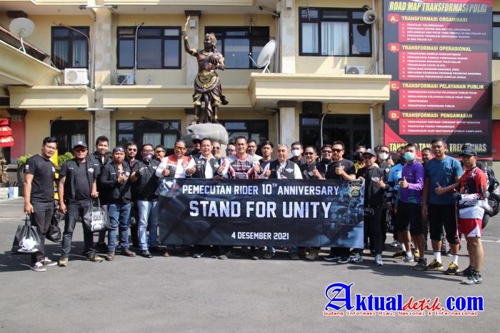 Klub Motor Besar Pemecutan Riders Serahkan Bantuan Sembako ke Polres Badung