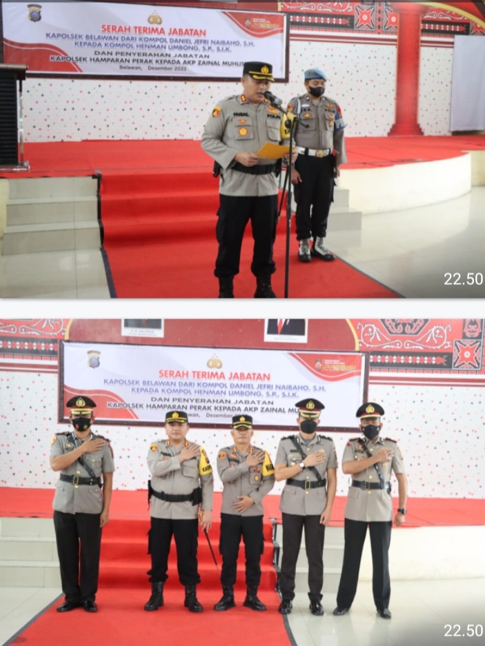 Kapolres Belawan AKBP Faisal Rahmat Pimpin Sertijab Kapolsek Belawan Dan Hamparan Perak