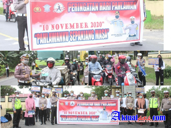 Peringati Hari Pahlawan, Sat Lantas Polres Sergai Ajak Pengguna Jalan Hening Cipta Sejenak