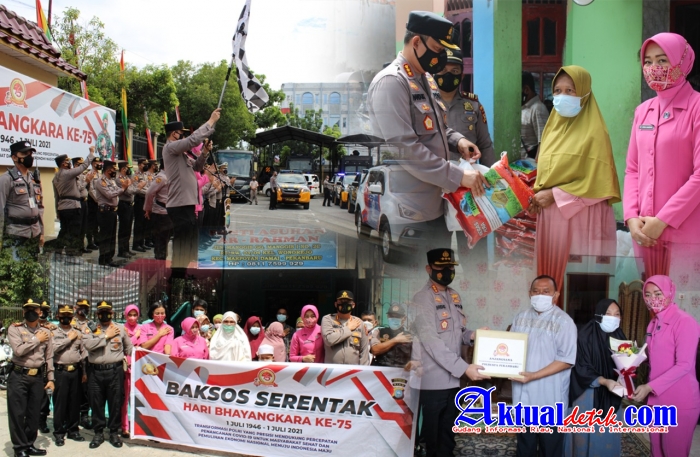 HUT Bhayangkara Ke-75, Polresta Pekanbaru Gelar Anjangsana dan Bagikan 1.000 Paket Sembako