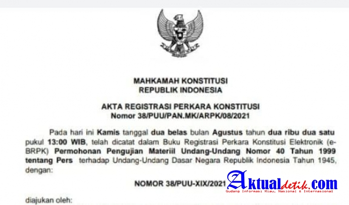 Hanjie Mandagi Dan Rekan Tinggal Menunggu Penggilan Sidang Uji Materiil UU Pers