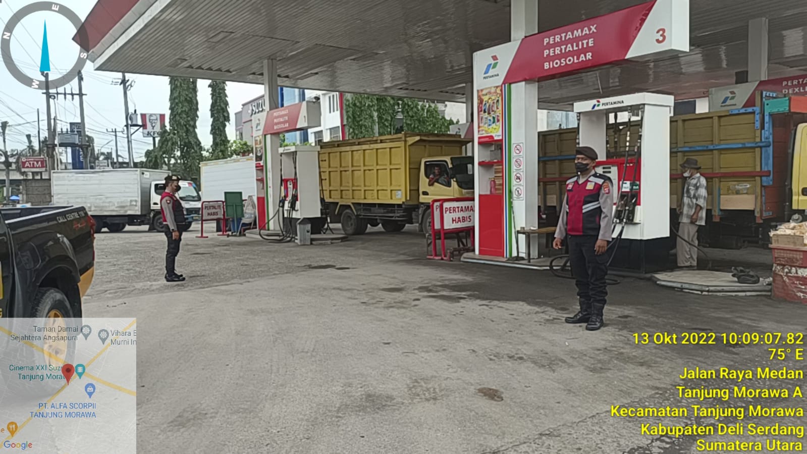 Personil Sat Samapta Polresta Deli Serdang Rutin Patroli Monitoring Ketersediaan BBM Di SPBU