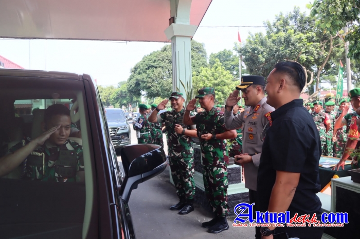 Wujud Sinergitas TNI- Polri Kapolres Binjai Sambut Kunjungan Pangdam I/BB Di Kodim