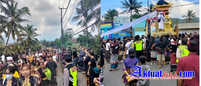 Implementasikan Sipandu Beradat, Polsek Bebandem dan Pecalang Gelar Pengamanan Upacara Ngaben