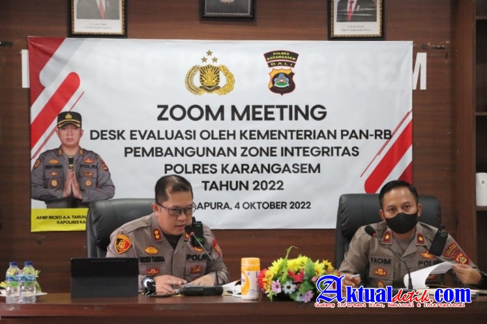 Kapolres Karangasem Mengikuti Desk Evaluasi Pembangunan Zone Integritas Menuju WBK/WBBM