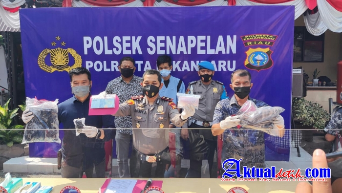 Polsek Senapelan Gelar Konferensi Pers Kasus Tindak Pidana Narkotika Jenis Shabu Sebanyak 170 Paket