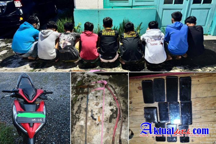 Tim Libas Polres Binjai Gagalkan Rencana Tawuran, 9 Remaja Diamankan Bersama Senjata Tajam