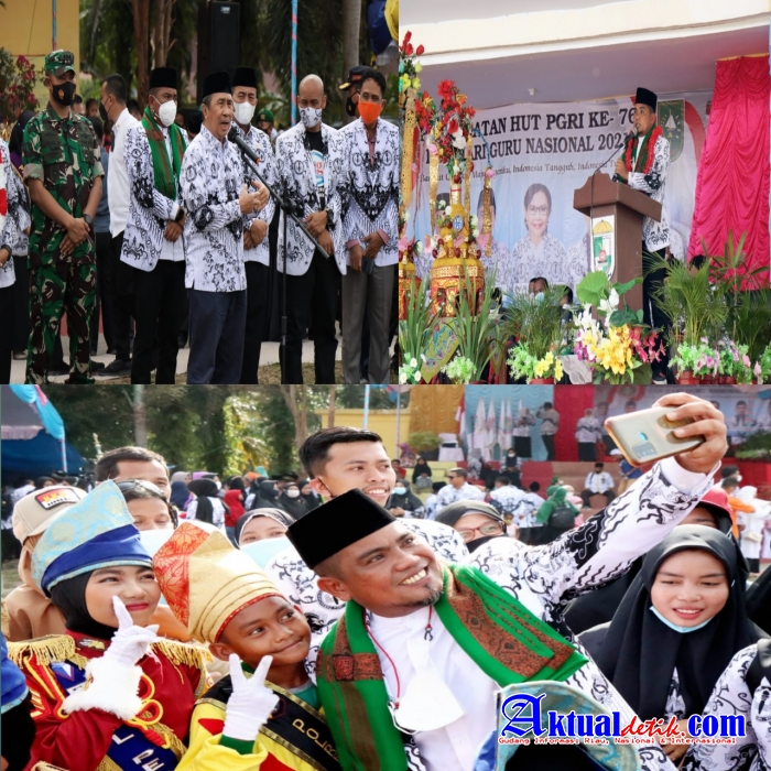 Gubernur Riau Bersama Bupati Pelalawan Hadiri Puncak Jambore HUT PGRI Ke-76 dan Hari Guru Nasional