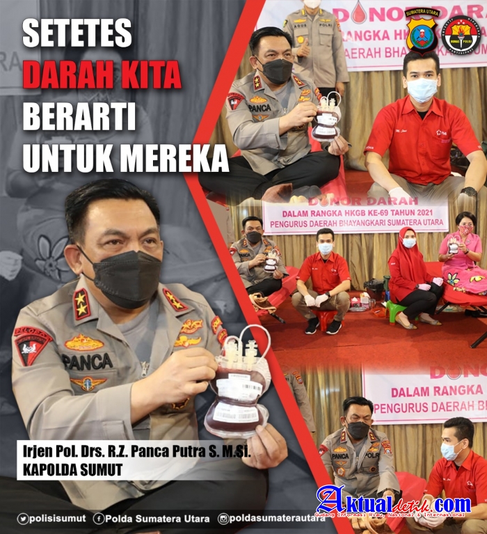 HUT Bhayangkara ke 75, Kapolda Sumut Mendonorkan Darahnya