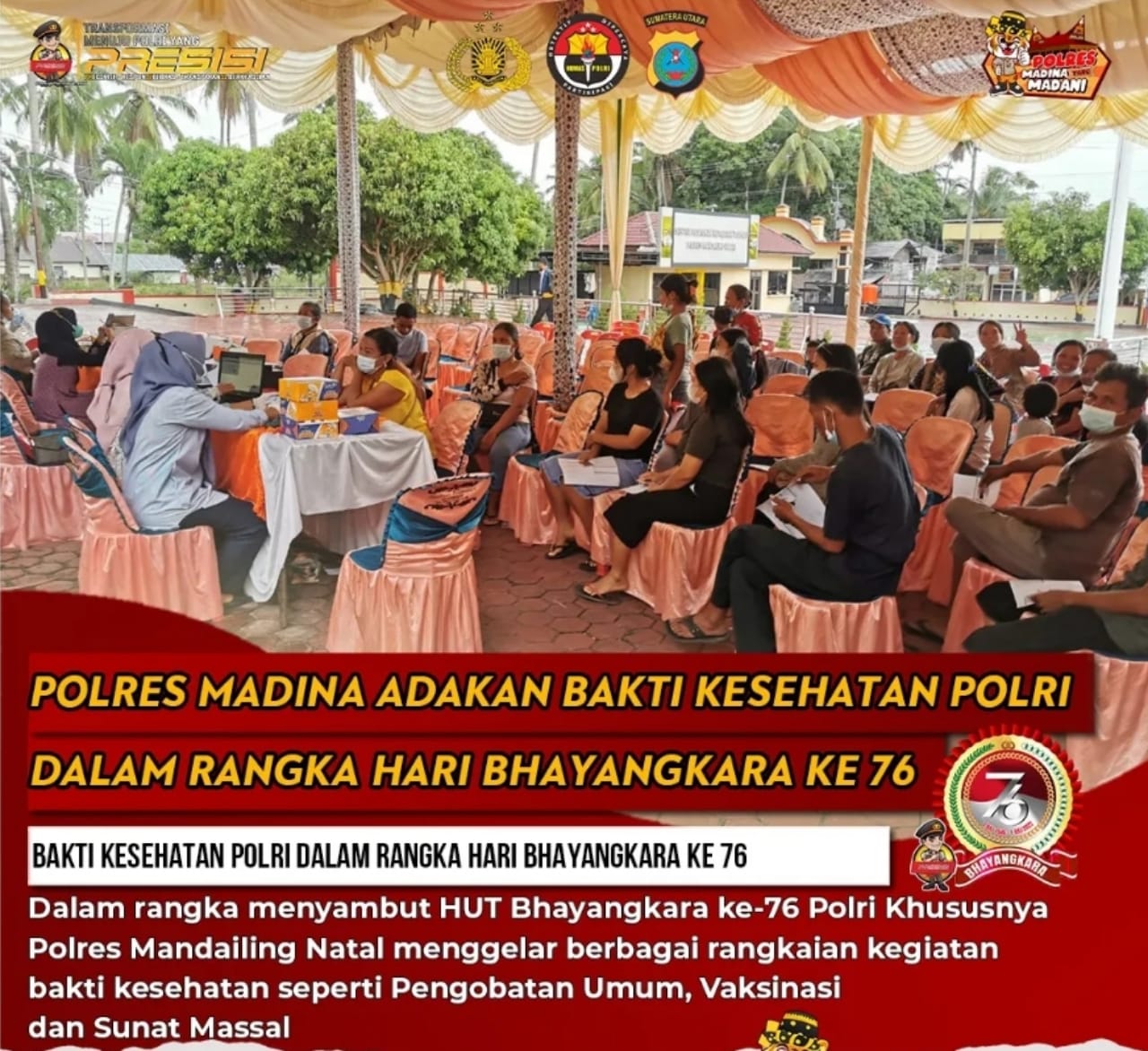 Sambut HUT Bhayangkara Ke 76 Polri, Polres Madina Gelar Rangkaian Bakti Sosial