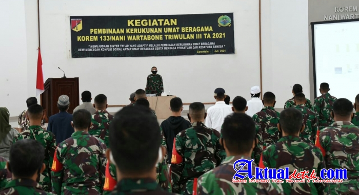 Korem 133/NW Gelar Kegiatan Pembinaan Kerukunan Beragama Triwulan III TA. 2021