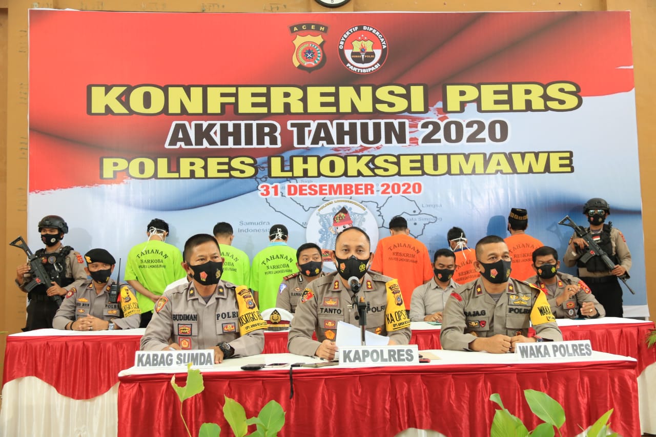 Kapolres Lhokseumawe, AKBP Eko Hartanto, SIK.,M.H Gelar Konfrensi Pers