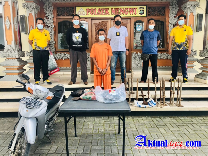 Tim Opsnal Polsek Mengwi, Berhasil Menciduk Pelaku Pencurian Jack Base Scaffolding