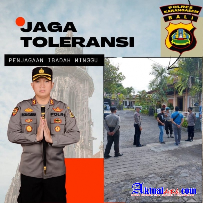 Jaga Kamtibmas Saat Ibadah, Piket Fungsi Polres Karangasem Sambangi Gereja