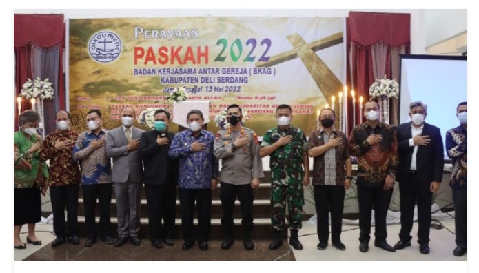 Kapolresta Deli Serdang Hadiri Perayaan Paskah Oikumene Umat Kristiani Deli Serdang