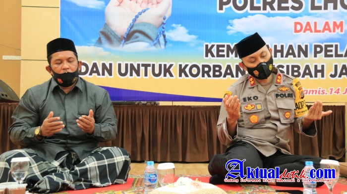Polres Lhokseumawe Menggelar Doa Bersama Untuk Korban Jatuhnya Pesawat Sriwijaya Air