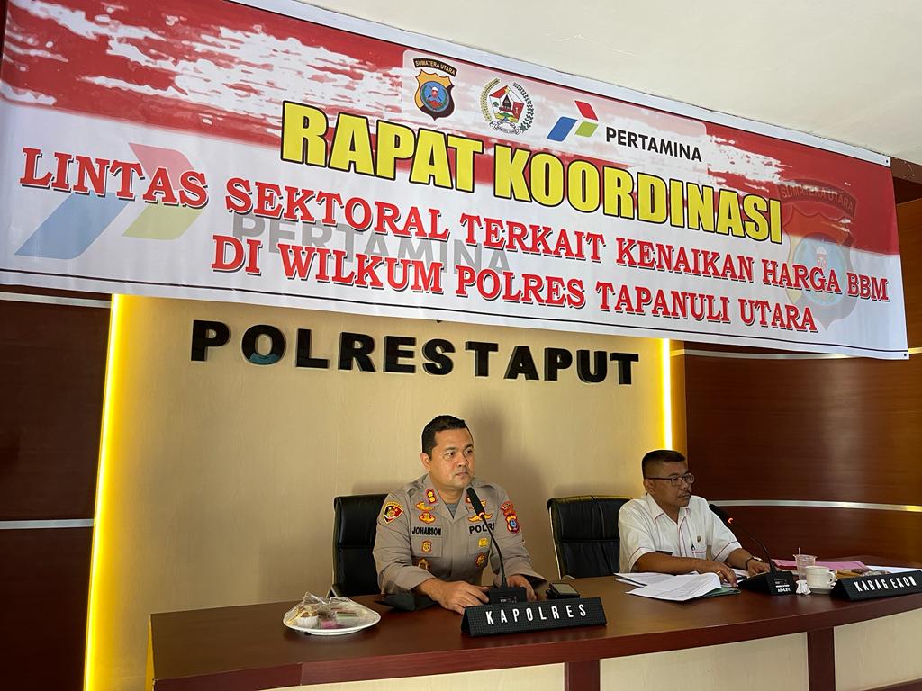 Polres Taput Gelar Rapat Koordinasi Lintas Sektoral Terkait Kenaikan Harga BBM