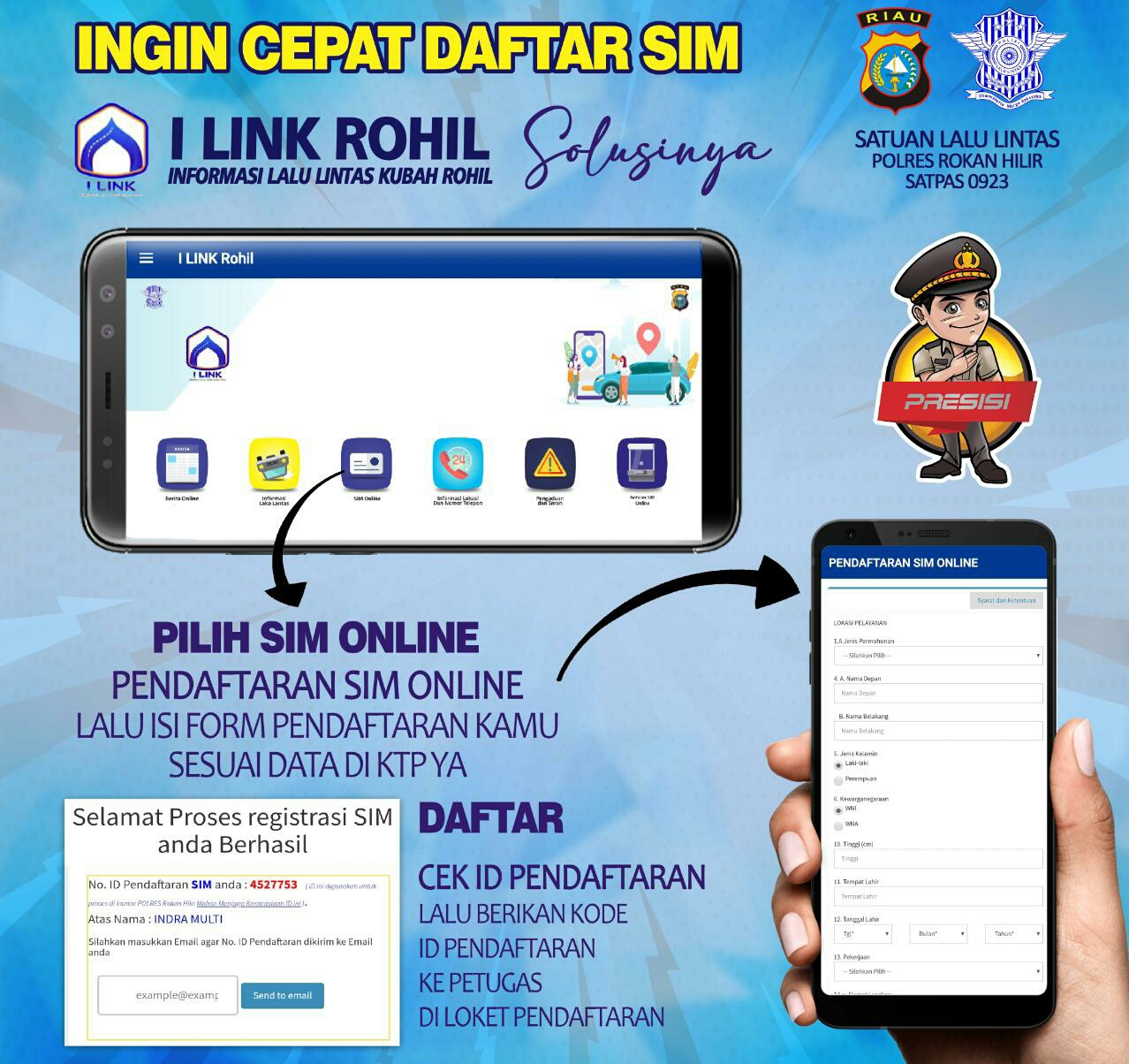 Tak Perlu Antri dan Takut Tertular Virus Corona, Masyarakat Rohil Kini Bisa Buat SIM Lebih Mudah..