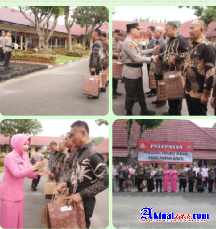 Polres Binjai Lepas Personil Yang Purnabakti Dengan Tradisi Kepolisian