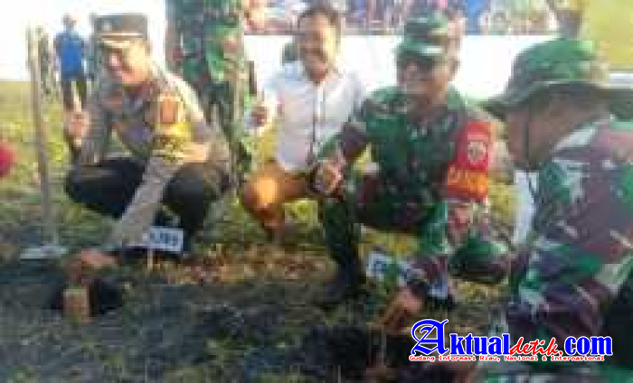 Dandim Tabanan Hadiri Puncak Penanaman Mangrove Nasional Serentak Jajaran TNI di Pantai Kelanting