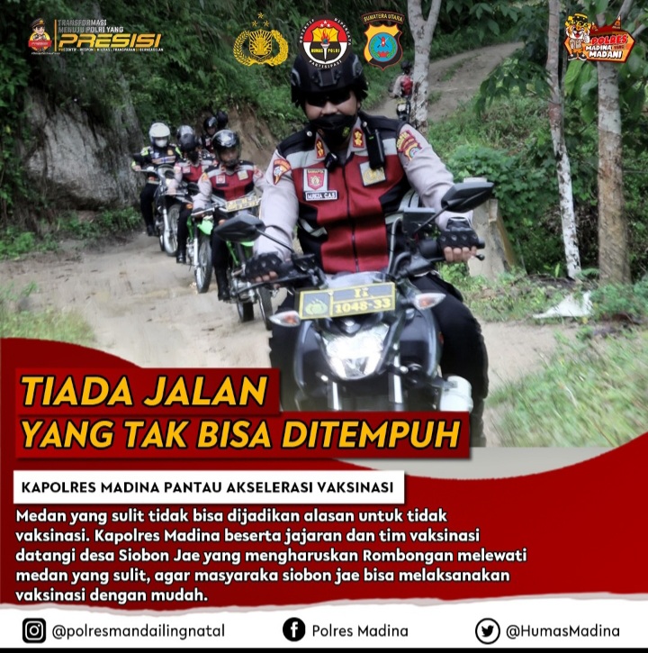 Gunakan Sepeda Motor, Kapolres Madina Tinjau Giat Vaksin di Daerah Pedalaman