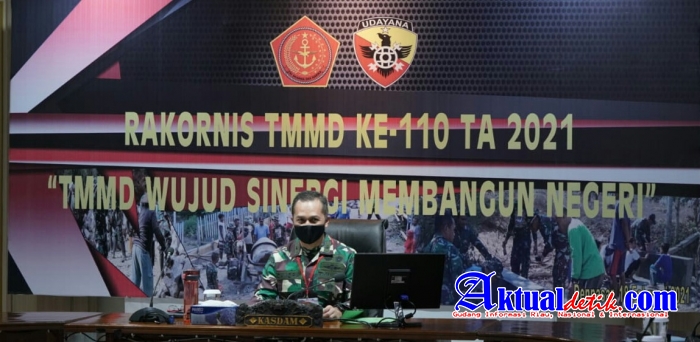 Melalui Vidcon, Kasdam IX/Udayana Ikuti Rakornis TMMD Ke-110 TA. 2021
