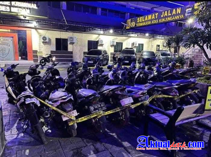 Unit Resmob Sat Reskrim Polrestabes Medan Sita Puluhan Sepeda Motor Tanpa Dokumen