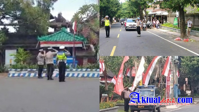 Peringati Detik-Detik Proklamasi, Polsek Sukawati Stop Semua Aktifitas Kendaraan Yang Melintas