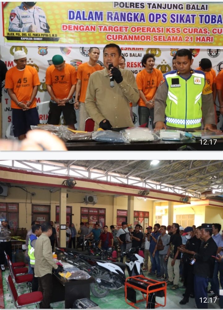 Sat Reskrim Polres Tanjung Balai Gelar Konferensi Pers Ungkap Kasus selama Ops Sikat Toba 2022