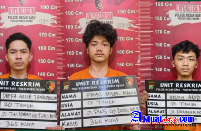 Reskrim Polsek Medan Baru Meringkus Ketiga Orang Pelaku Begal Dan Tindak Kekerasan Di Taman Beringin
