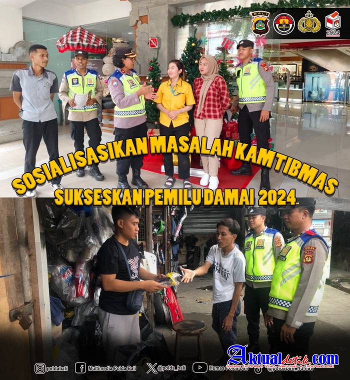 Amankan Pemilu 2024, Satgas Binmas Ops OMB Sosialisasikan Kamtibmas Pada Pasar & Mall di Denpasar