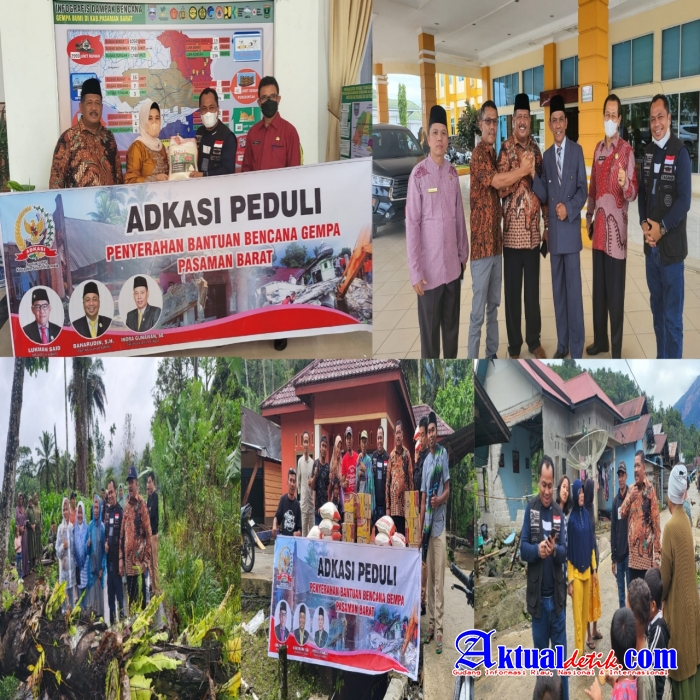 Wakil Ketua Umum ADKASI Baharudin SH Serahkan Bantuan Korban Gempa Pasaman Barat