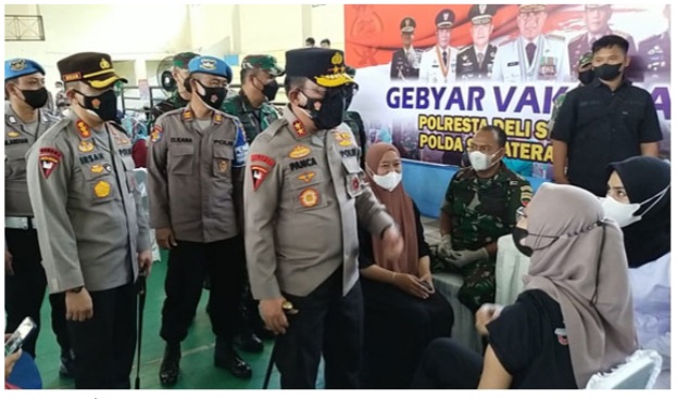 Kapolda Sumut Pantau Langsung Giat Gebyar Vaksinasi Di Wilkum Polresta Deli Serdang