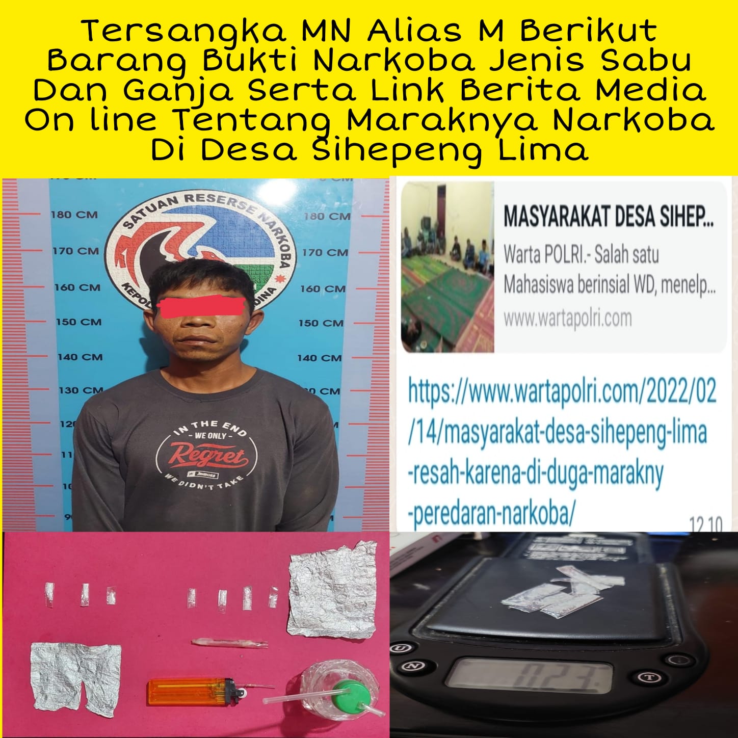 Satuan Narkoba Polres Madina Bersama Aparat Desa Amankan Bandar Narkoba Dari desa si hepeng lima