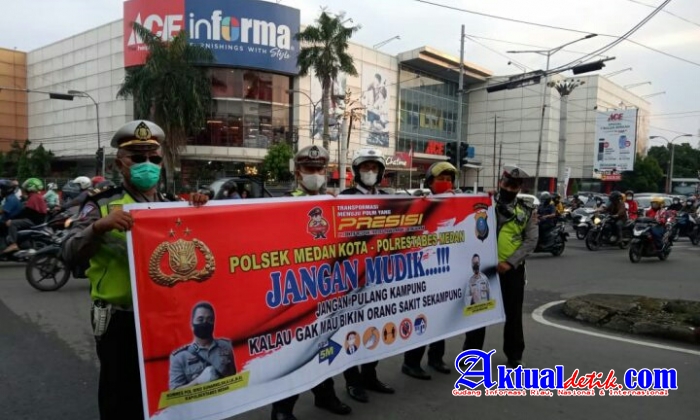 Unit Lantas Polsek Medan Kota Ajak Warga Jangan Mudik