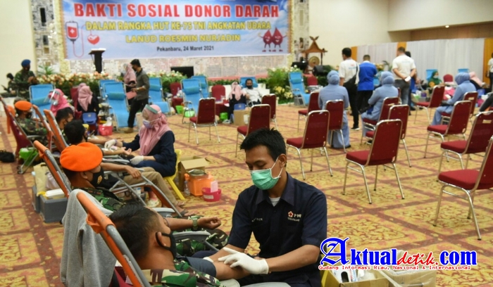 Bersempena HUT Ke-75 TNI AU, Lanud Rsn Donorkan Darah dan Plasma Konvalesen