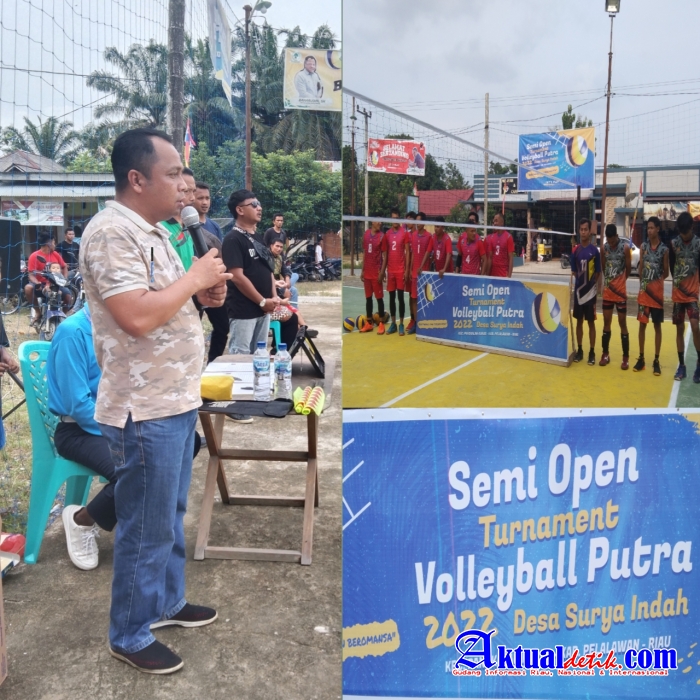 Ketua DPRD Pelalawan Buka Secara Resmi Semi Open Turnament Volly Ball Putra di Desa Surya Indah