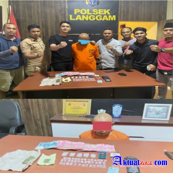 Polsek Langgam Ringkus terduga Pelaku Narkotika,45 Paket Sabu dan 2 paket daun ganja diamankan