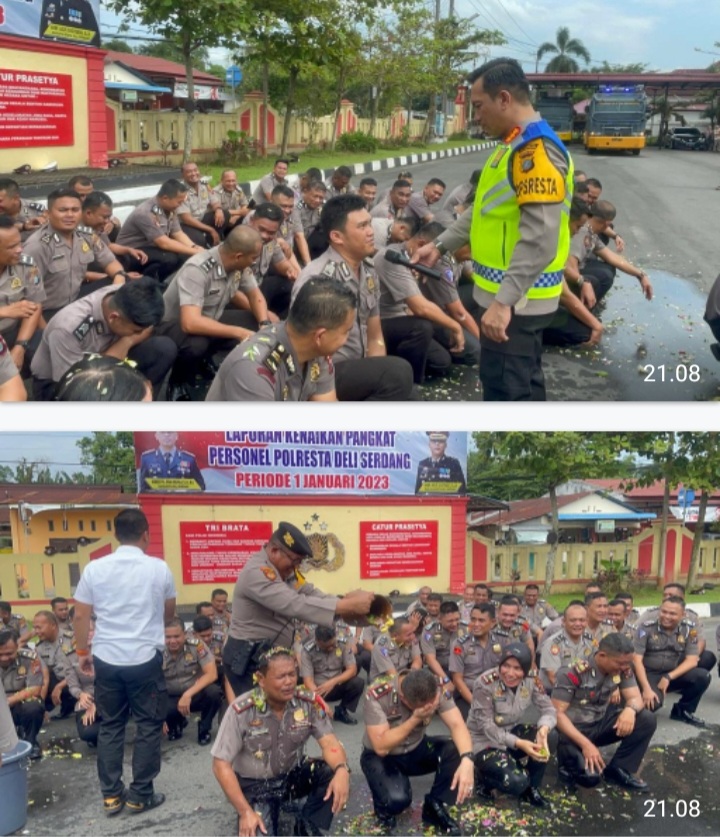 Kapolresta Deli Serdang Pimpin Upacara Kenaikan Pangkat Anggota Polri Polresta Deli Serdang