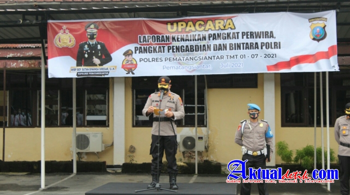 Upacara Korps Raport Kenaikan Pangkat Perwira, Pangkat Pengabdian dan Bintara Polres Pematang Sianta