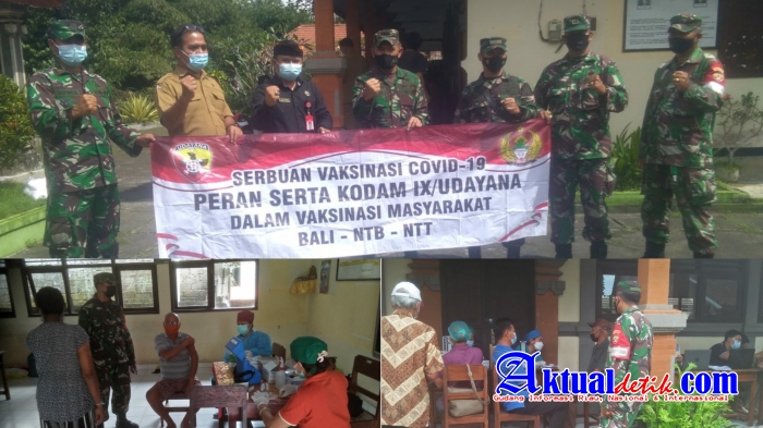 478 Warga Luwus di Vaksin dalam Serbuan Vaksinasi Kodam IX/Udayana di Tabanan