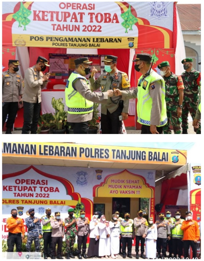 Kapolres Tanjung Balai Dampingi Pamatwil Polda Sumut Tinjau Pos Pengamanan Hari Raya Idul Fitri 1443