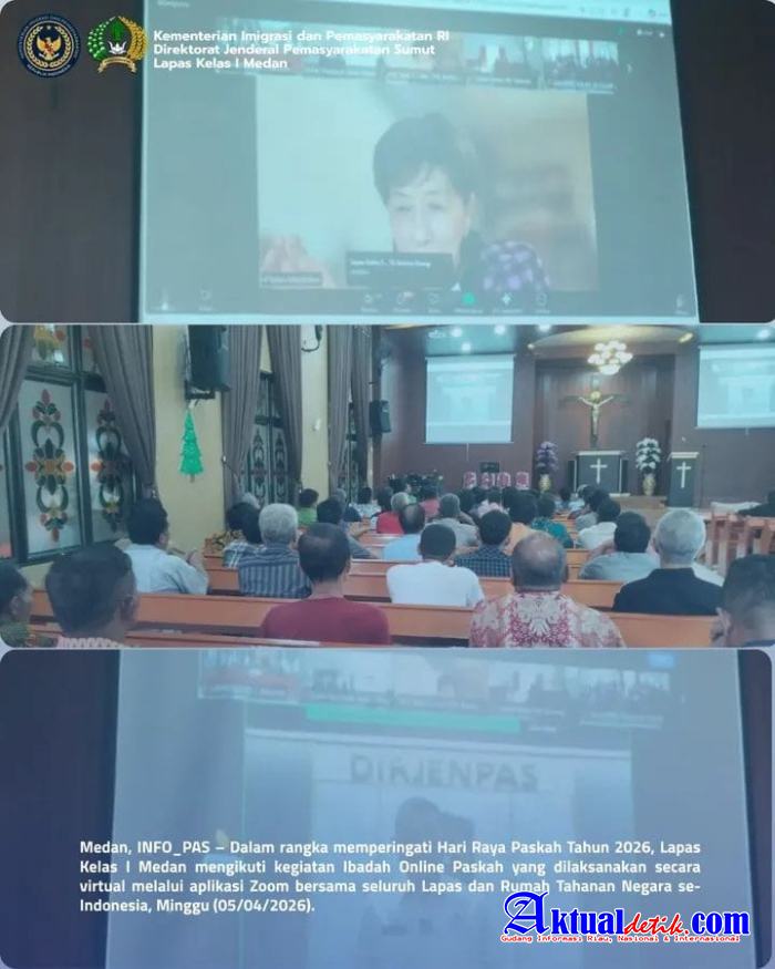 Ibadah Paskah Virtual, Warga Binaan Lapas Kelas I Medan Ikuti Ibadah dengan Penuh Sukacita