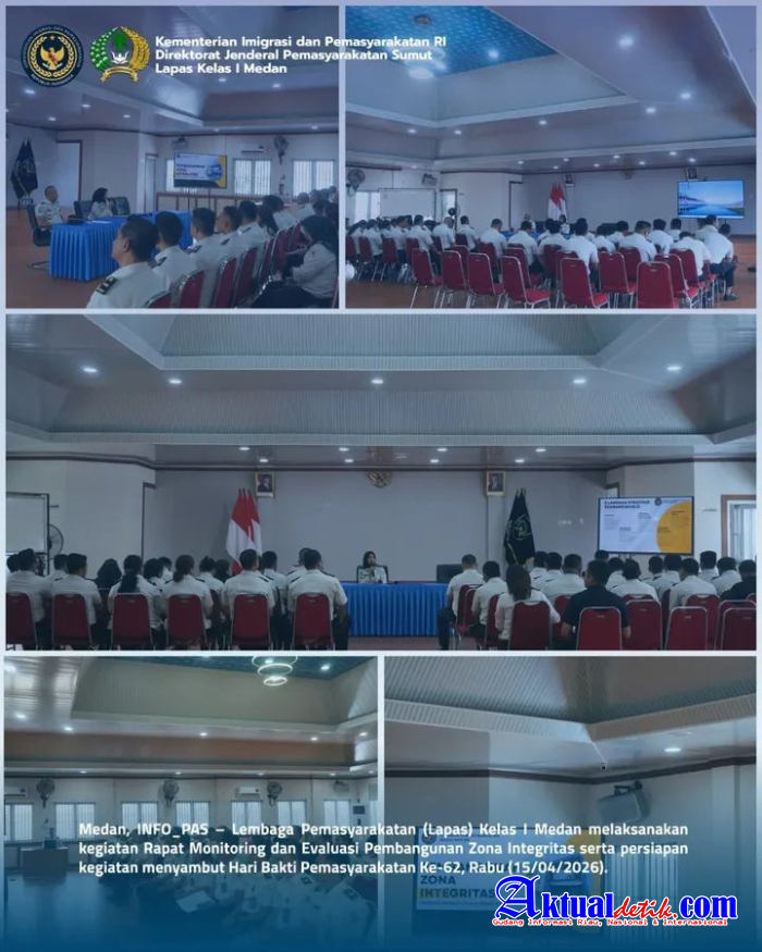 Lapas Kelas I Medan Laksanakan Rapat Monitoring dan Evaluasi Pembangunan Zona Integritas