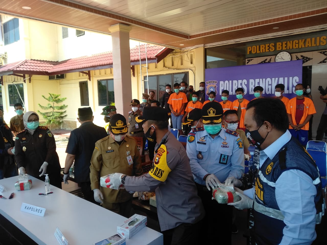 Polres Bengkalis Beserta Muspida Daerah Laksanakan Pemusnahan Barang Bukti Narkotika Jenis Shabu