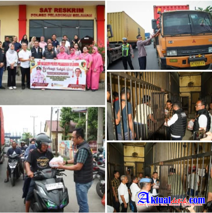 Sat Reskrim Polres Pelabuhan Belawan Bagikan Takjil Gratis kepada Pengendara dan Tahanan