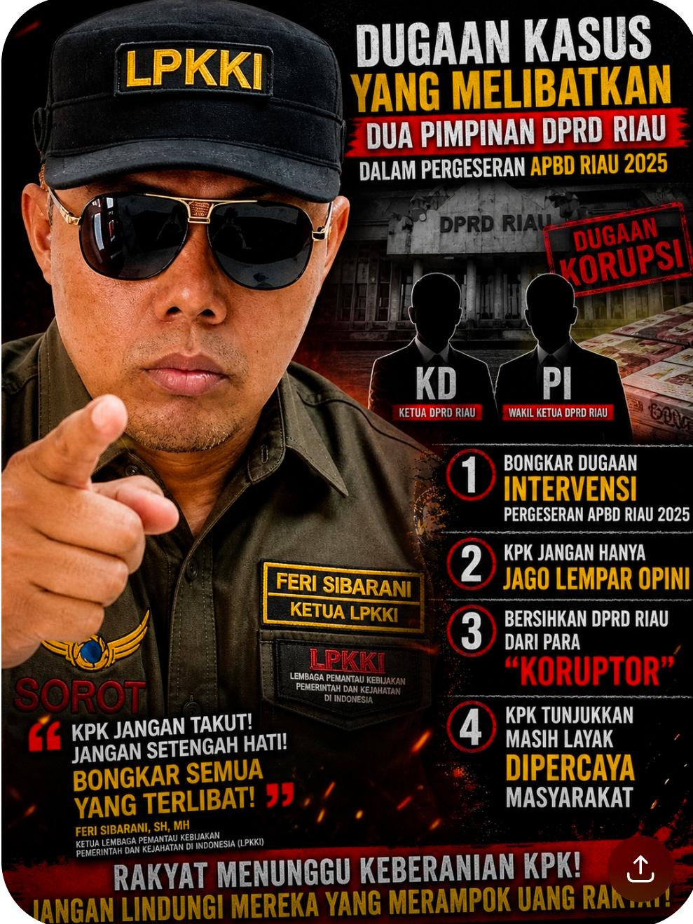 KPK Bidik Pimpinan DPRD Riau? Dua Nama Kunci Disebut Dominan dalam Dugaan Permainan Anggaran 2025
