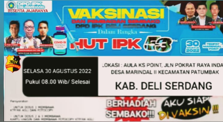 Jelang Hut IPK Ke -53, DPD IPK Deli Serdang Beserta Jajarannya Ajak Masyarakat Untuk Vaksin