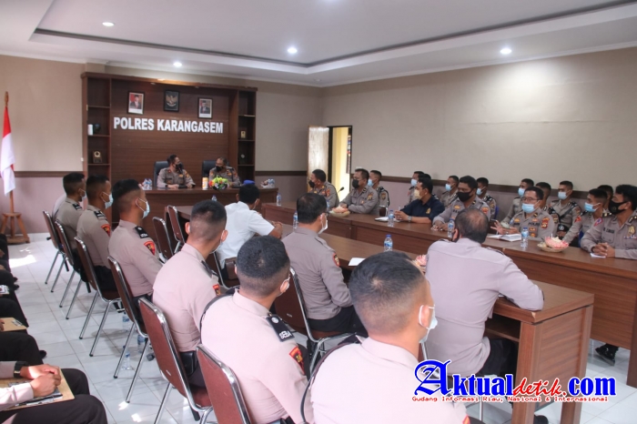 Polres Karangasem Sambut Pengawas Mentor Siswa Latja Diktuk BA. Polri Gel.I T.A. 2022 SPN Polda Bali