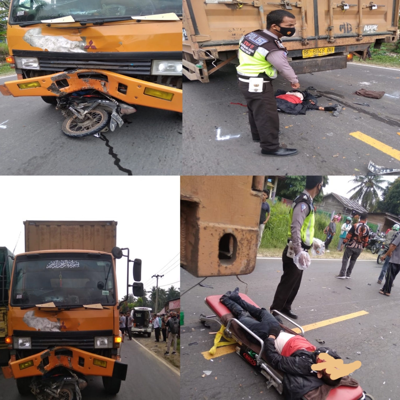 Lagi lagi kecelakaan terjadi dilintas timur,di duga mengantuk Seorang pengendara sepeda motor tewas